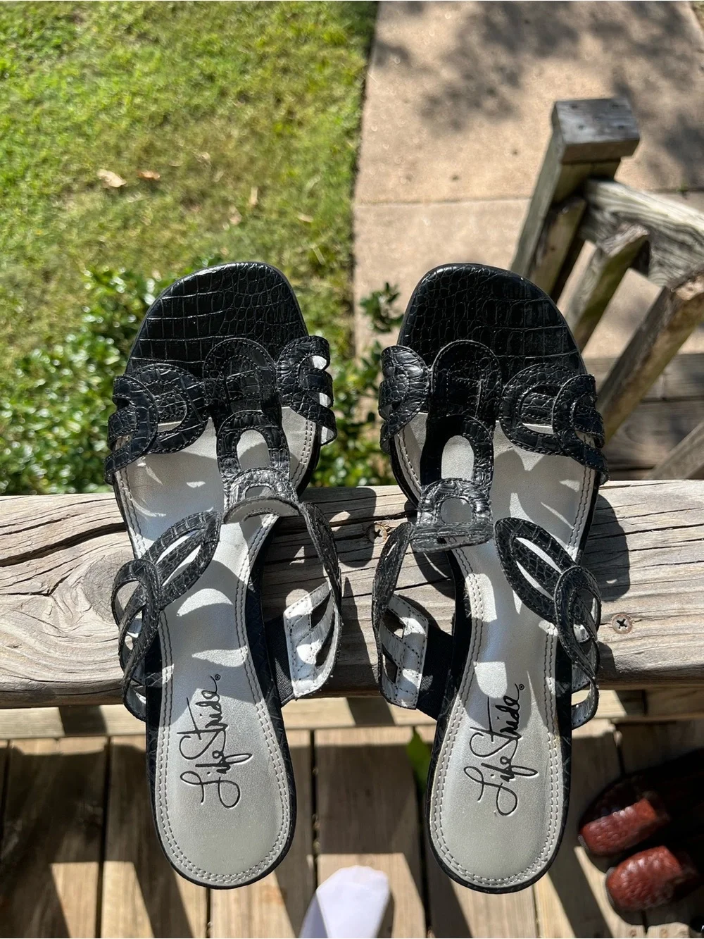 Life Stride Black Strappy Mid Heel Sandals Y2K